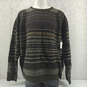 NWT Goodthreads Sweater Mens XXXL 3XL 100% Lambswool Geo Fair Isle Crew Neck